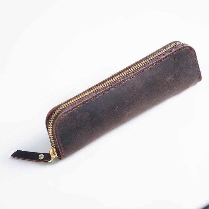 Premium Leather Zippered Pencil Pouch