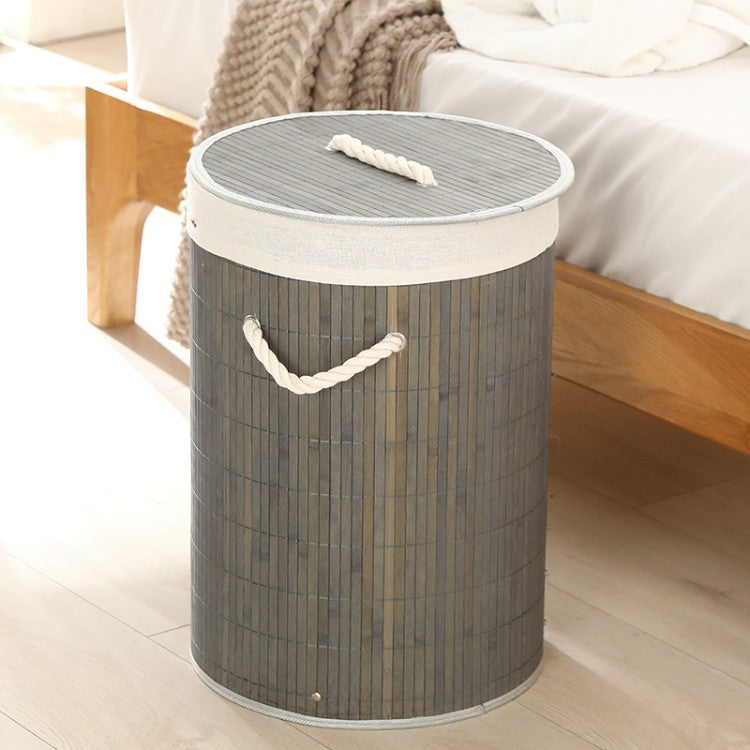 Elegant Laundry Basket Made of Bamboo with Practical Lid Kalsten