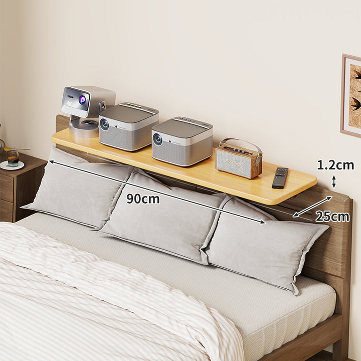 Headboard-Mounted Floating Bedside Shelf for Projectors and Devices