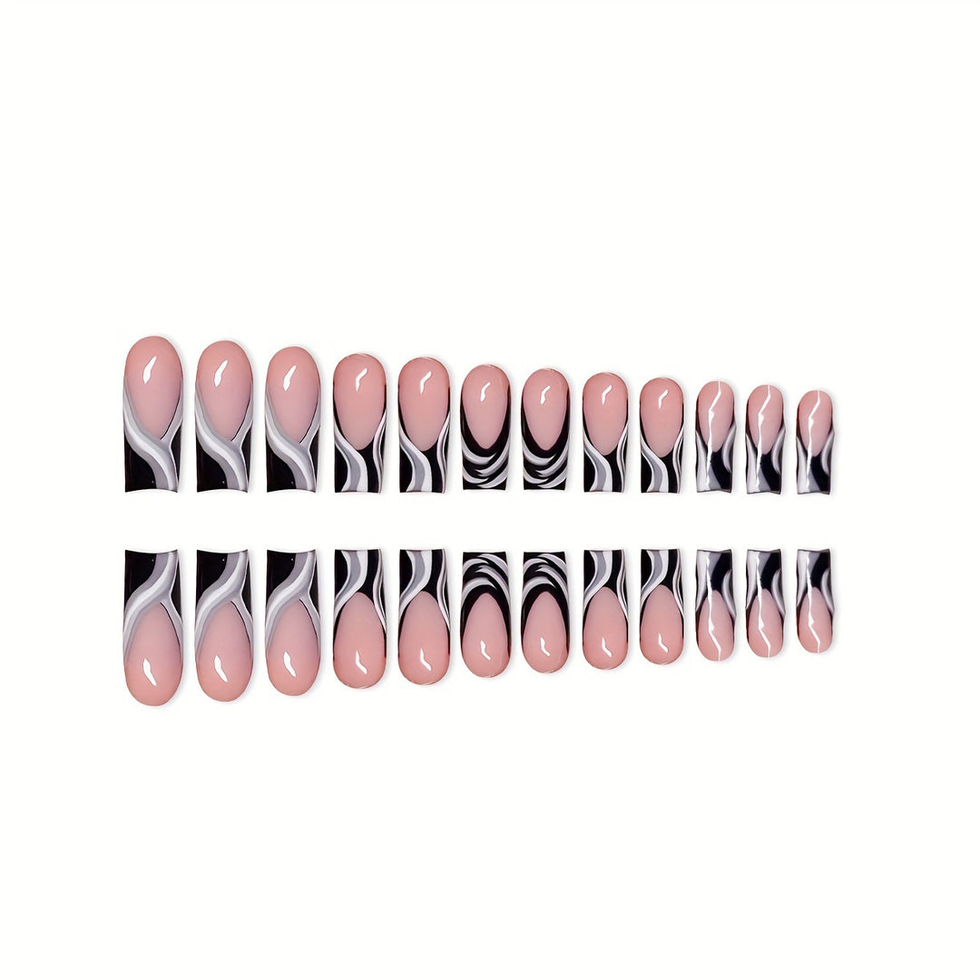 Artistic Press-On Nail Extensions with Marble Design Kalsten