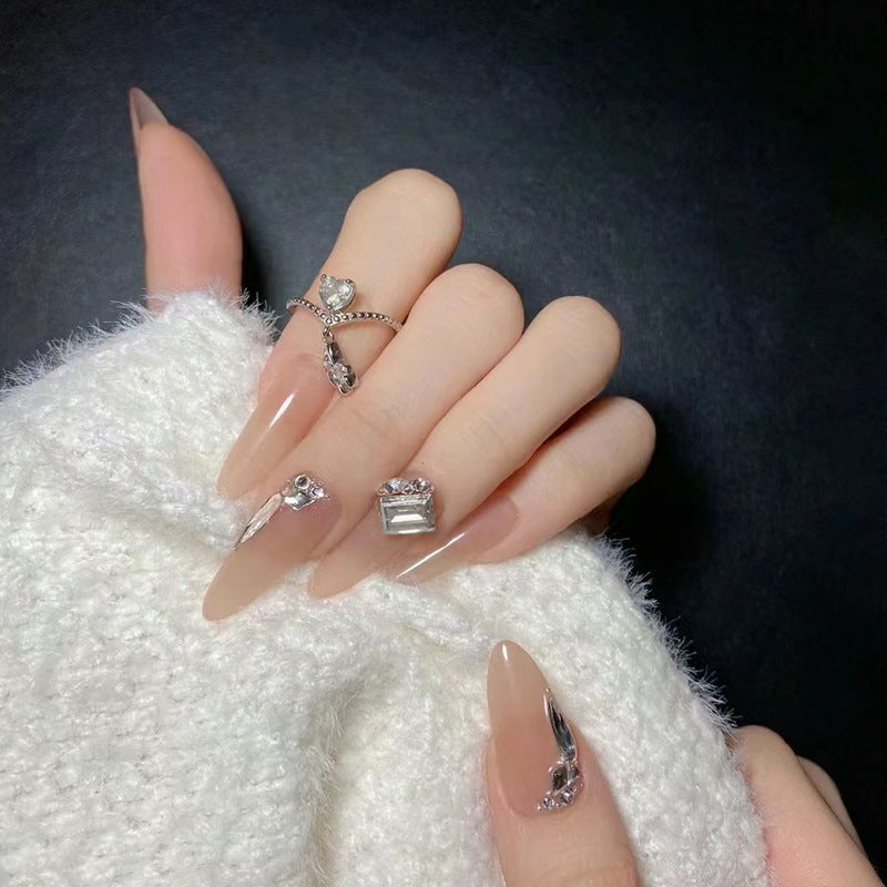 Glamorous and Elegant Artificial Nails with Crystal Accents Kalsten