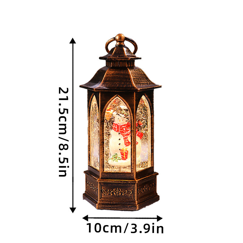 Nostalgic Christmas lantern with snowman scene Kalsten