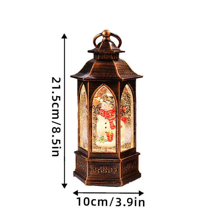 Nostalgic Christmas lantern with snowman scene Kalsten