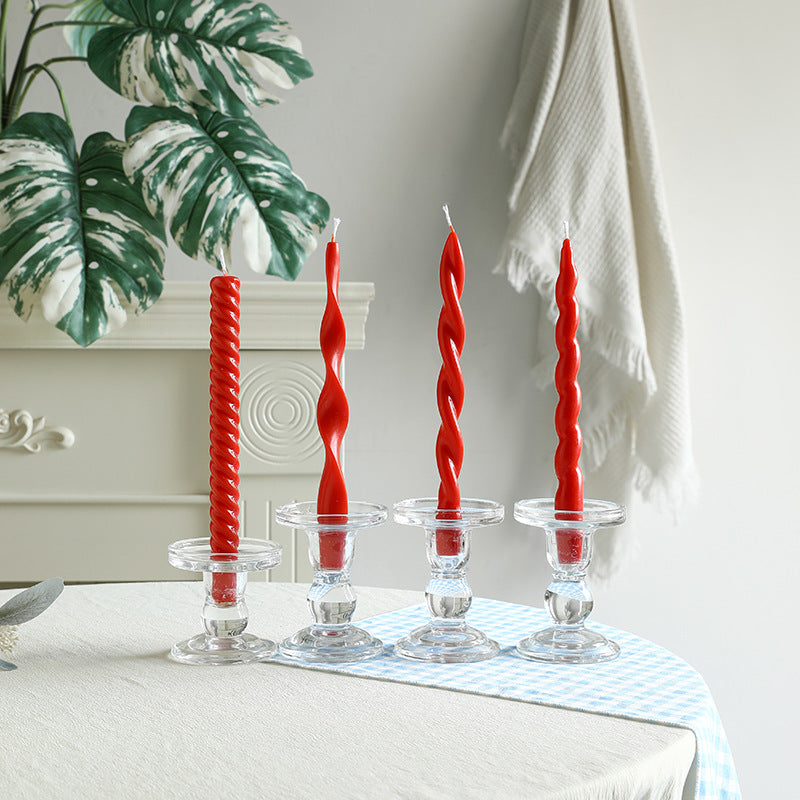 Sculptural Ribbon-Twist Taper Candle Set