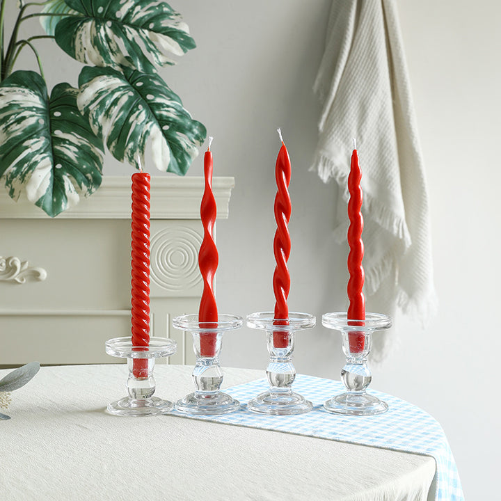Sculptural Ribbon-Twist Taper Candle Set