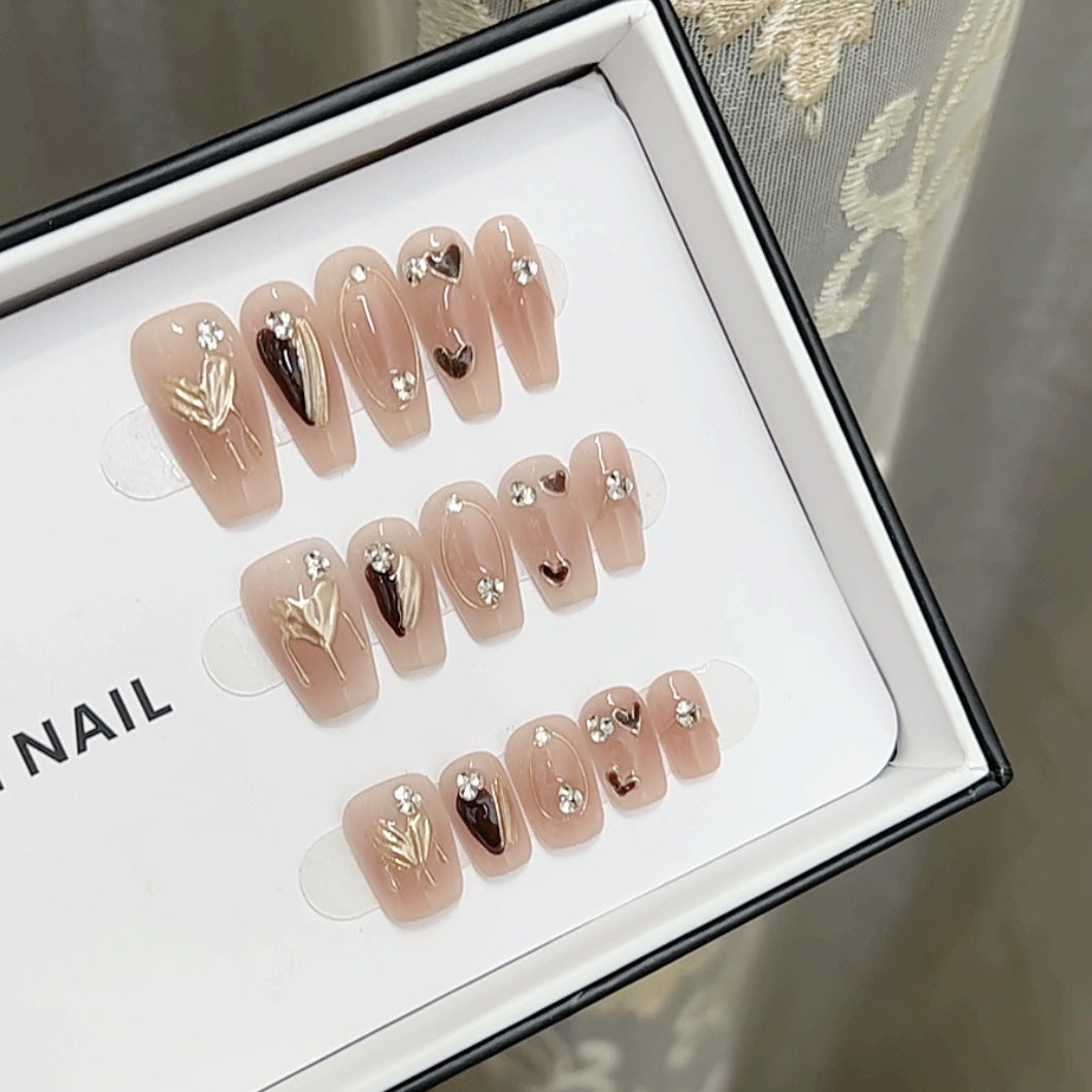 Artistic Floral Nail Art Set with Rhinestones Kalsten