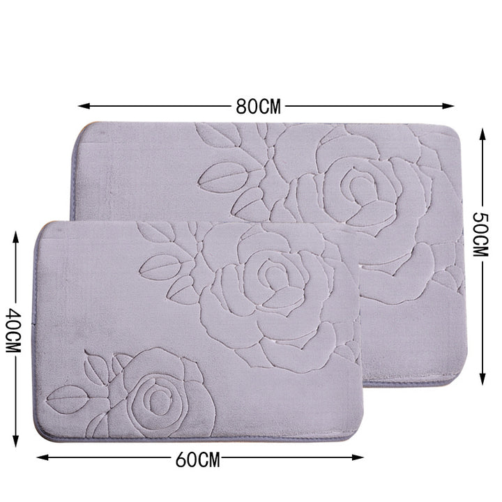 Decorative Rose Pattern Bath Mat Kalsten