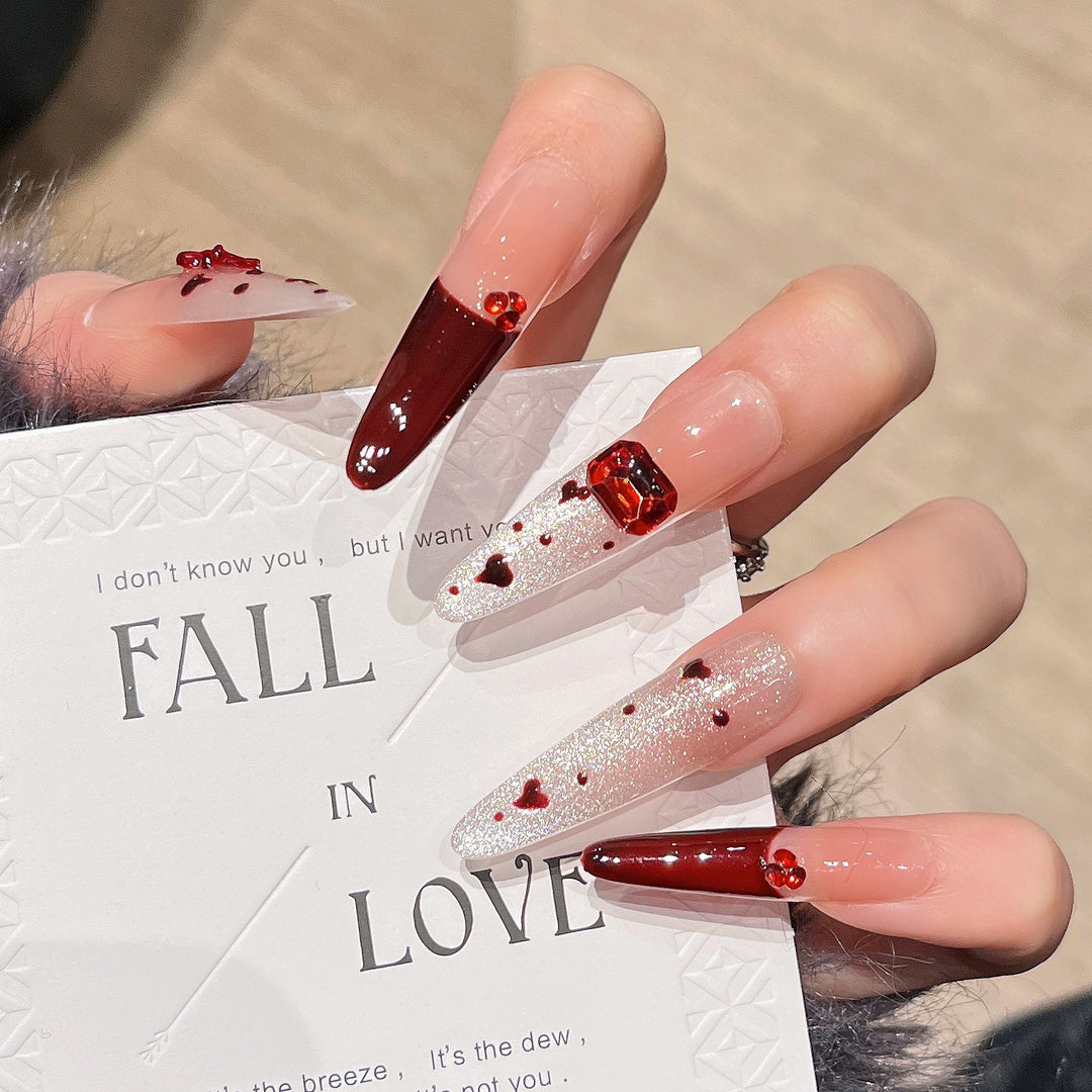 Glamorous Crystal-Studded Stiletto Press-On Nails Kalsten