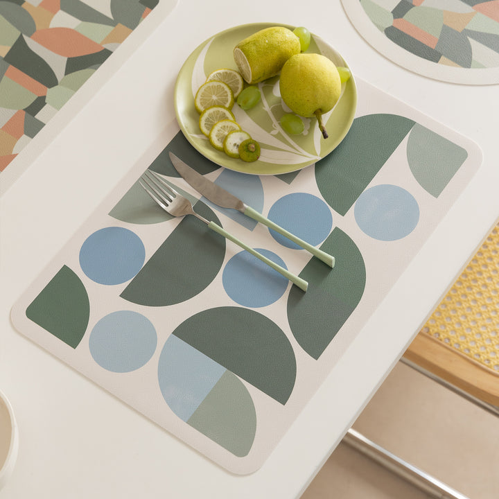 Wipeable retro placemats made of artificial leather with geometric pattern Kalsten