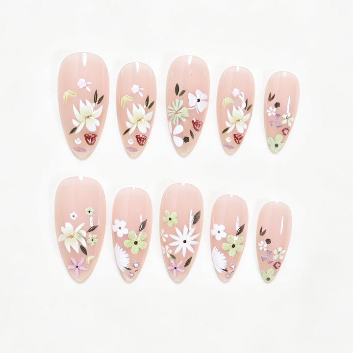 Floral Art Acrylic Nail Tips Kalsten