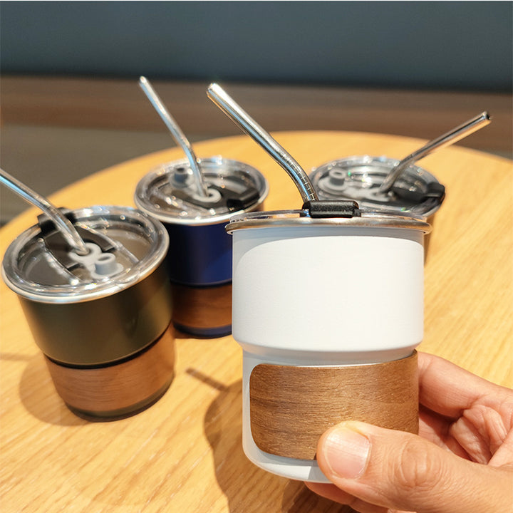 Ladies stylish stainless steel drinking cups with wood application Kalsten