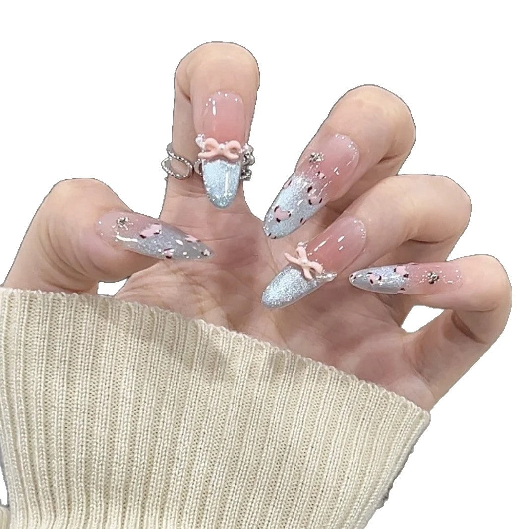 Artistic Press-On Nail Set with Floral and Geometric Designs Kalsten