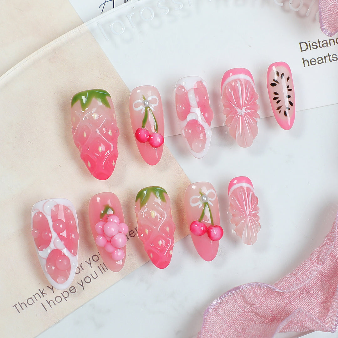 Creative Nail Set with fruity and floral designs Kalsten