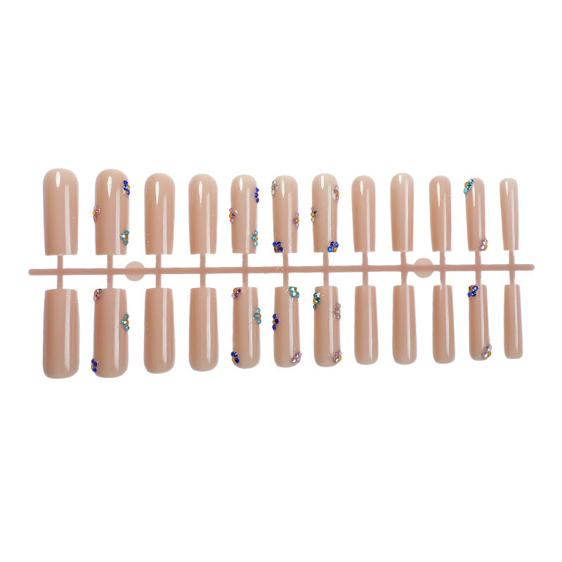 Decorative Press-On Nail Set with Floral and Gem Accents kalsten 1788496020