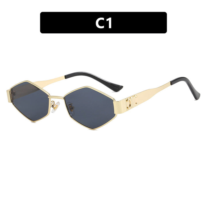 Ladies fashionable hexagonal sunglasses with protective lenses and stylish metal frame Kalsten