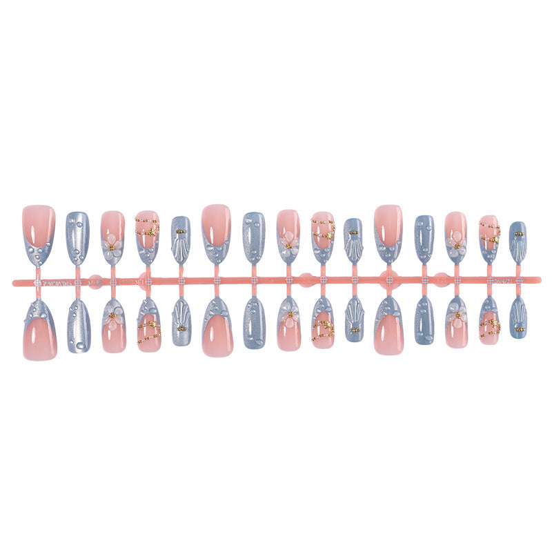 Decorative Press-On Nail Art Set with Gem Accents kalsten