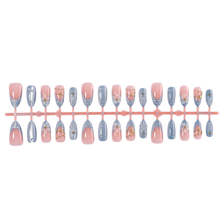 Decorative Press-On Nail Art Set with Gem Accents kalsten
