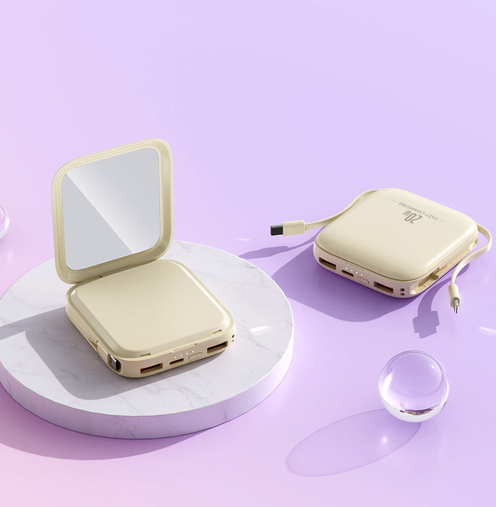 Portable power bank with integrated mirror and multifunctional charging cable Kalsten