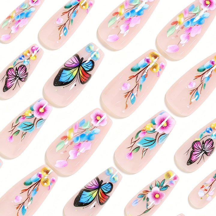 Artistic Butterfly Design Press-On Nail Set Kalsten