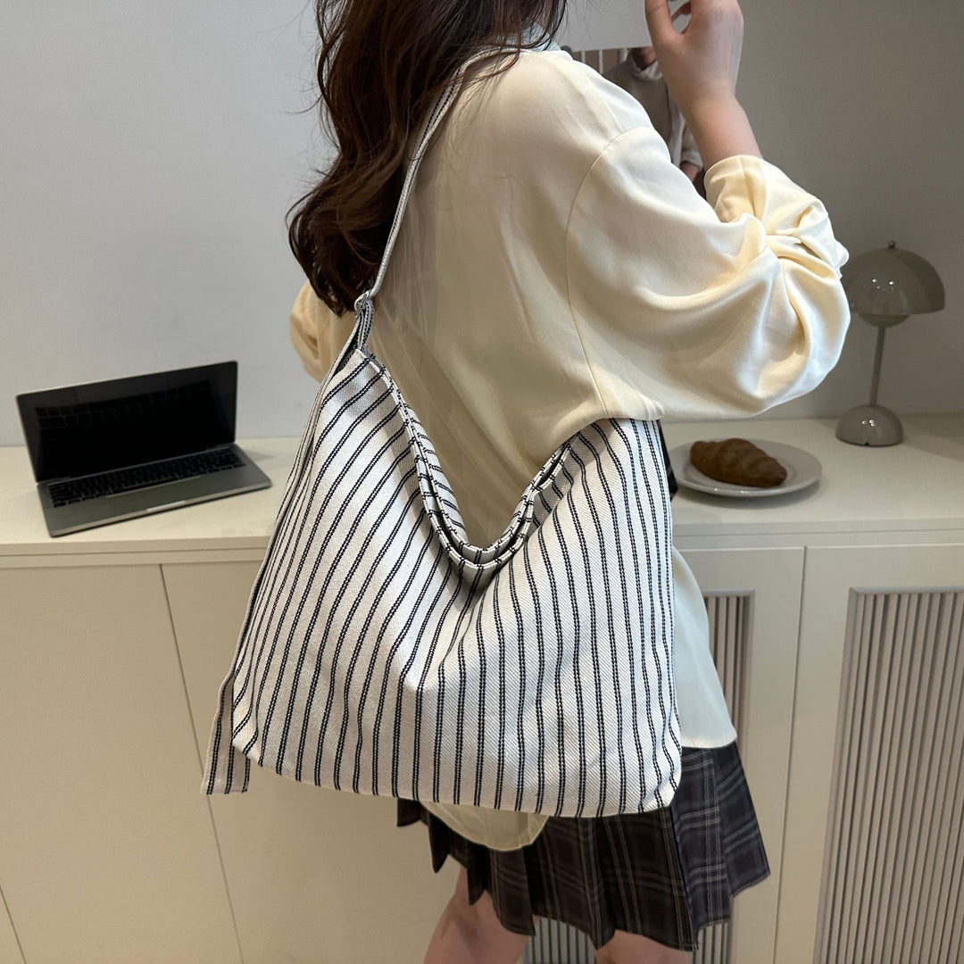 Casual Striped Canvas Tote Bag Kalsten