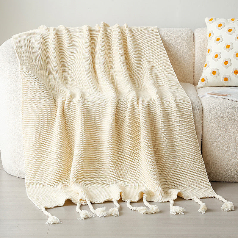 Women’s knitted blanket with decorative tassels Kalsten