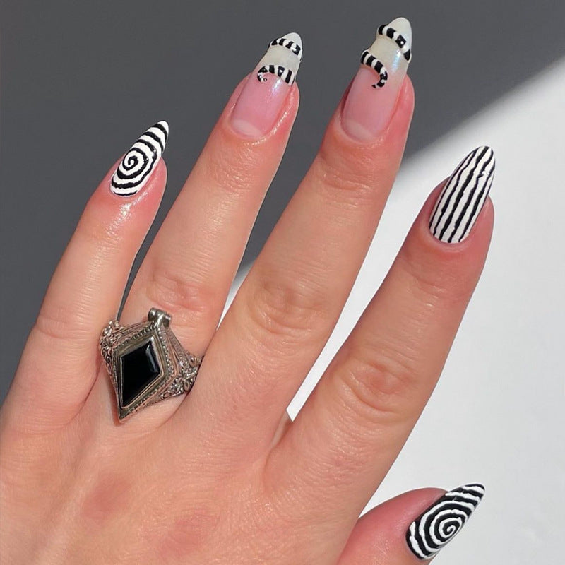 Elegant Stiletto Press-On Nail Art with Rhinestone Accents Kalsten