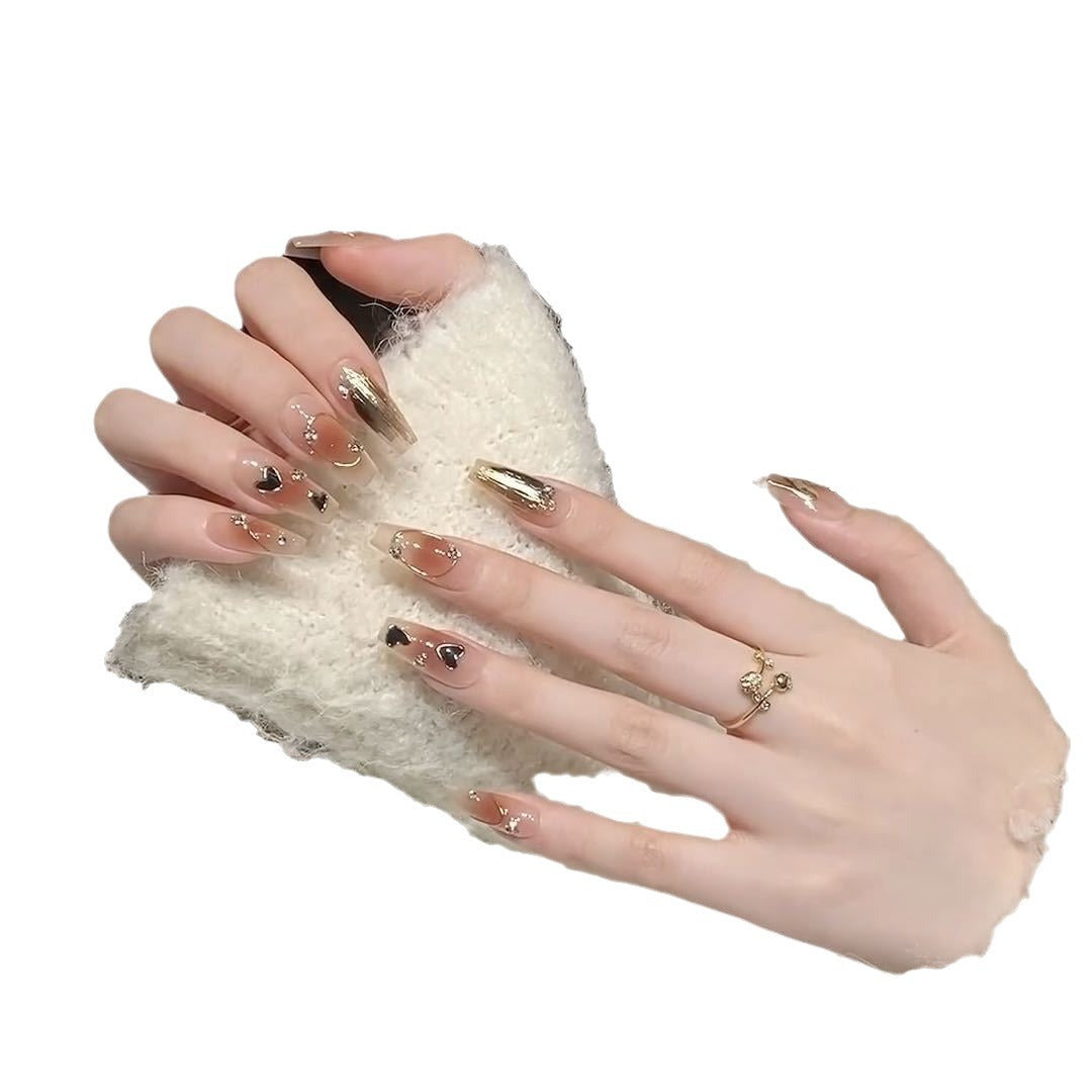 Artistic Press-On Nail Set with Elegant Metallic Accents Kalsten