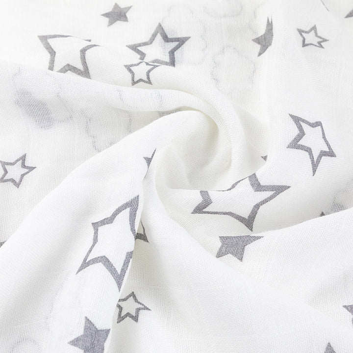Soft Muslin Baby Blanket with Stars and Clouds Print kalsten