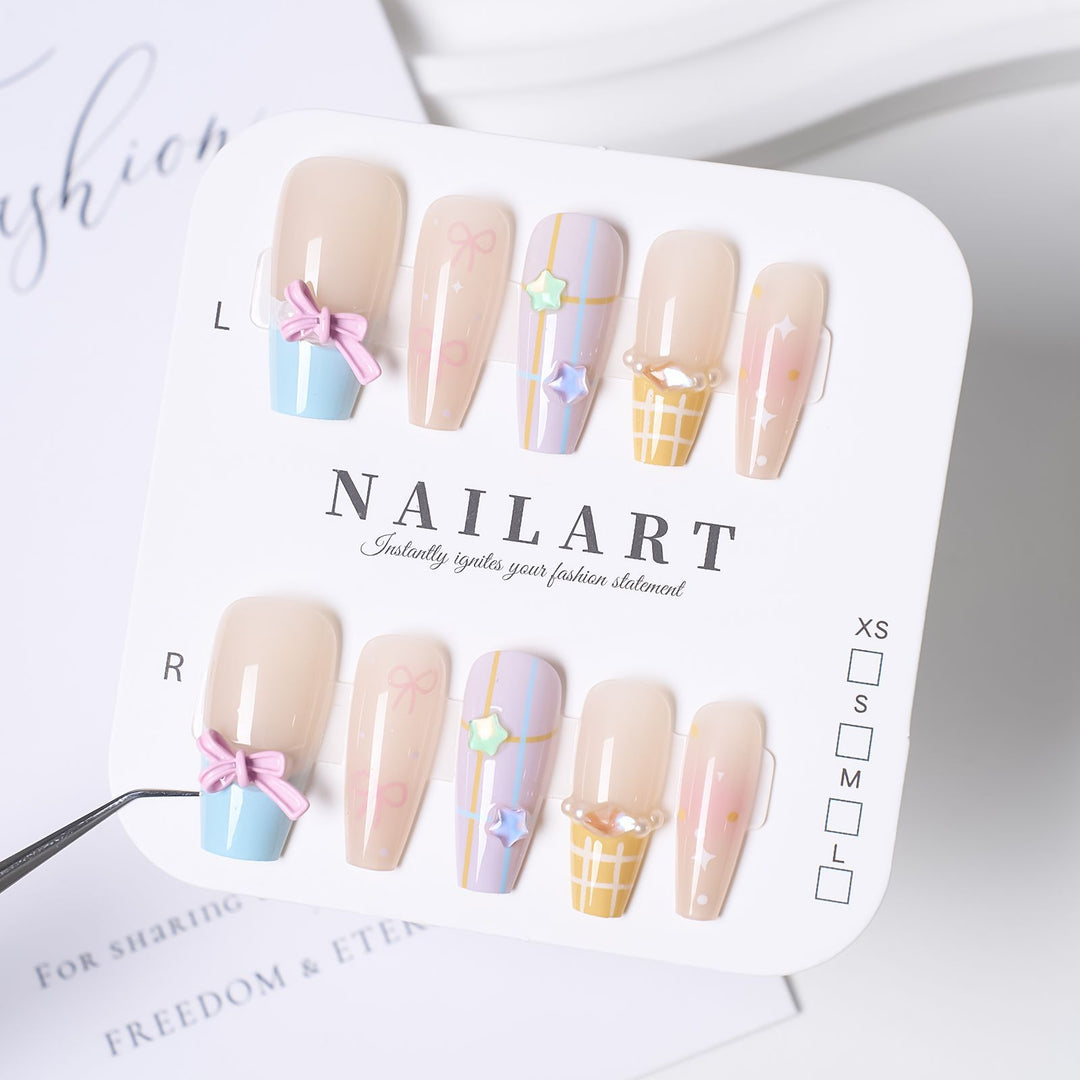 Cute Bear-Themed Press-On Nail Set Kalsten