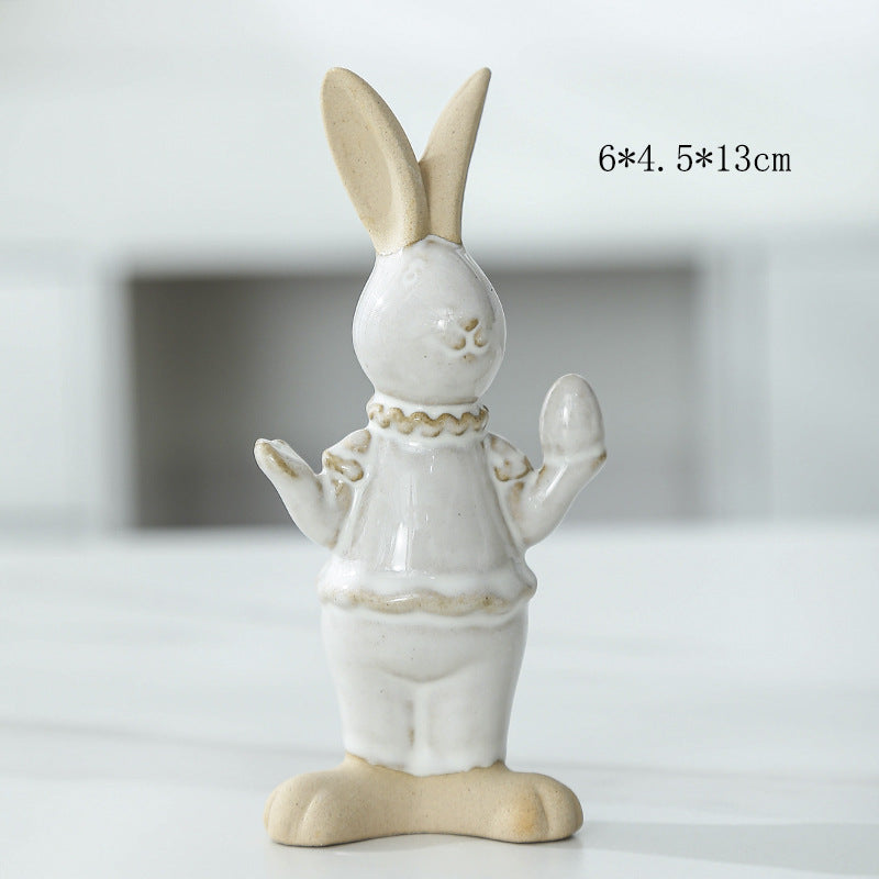 Whimsical Ceramic Bunny Figurine Kalsten