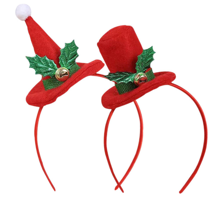 Christmas headband with Santa hat and plant motif