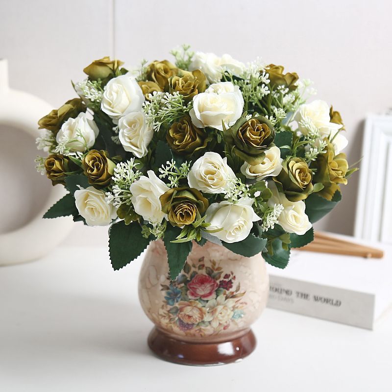 Lifelike Floral Arrangement in Modern Vase