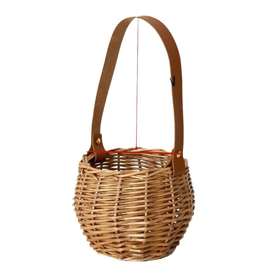 Ladies basket bag with tasteful leather handle Kalsten