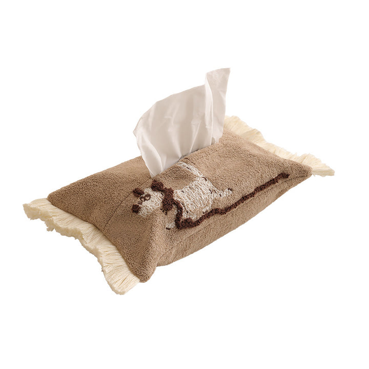 Romantic fabric tissue box cover with ruffles and floral print Kalsten