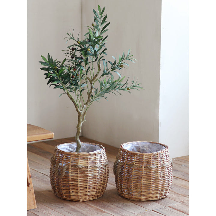 Rustic storage basket with hemp handles Kalsten