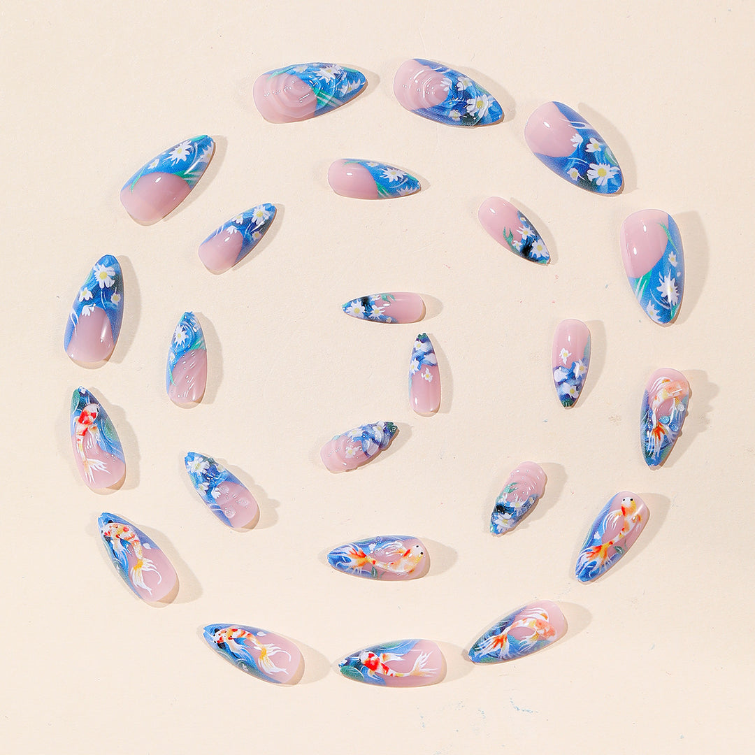 3D Koi Fish Art Stiletto Nail Extensions Kalsten