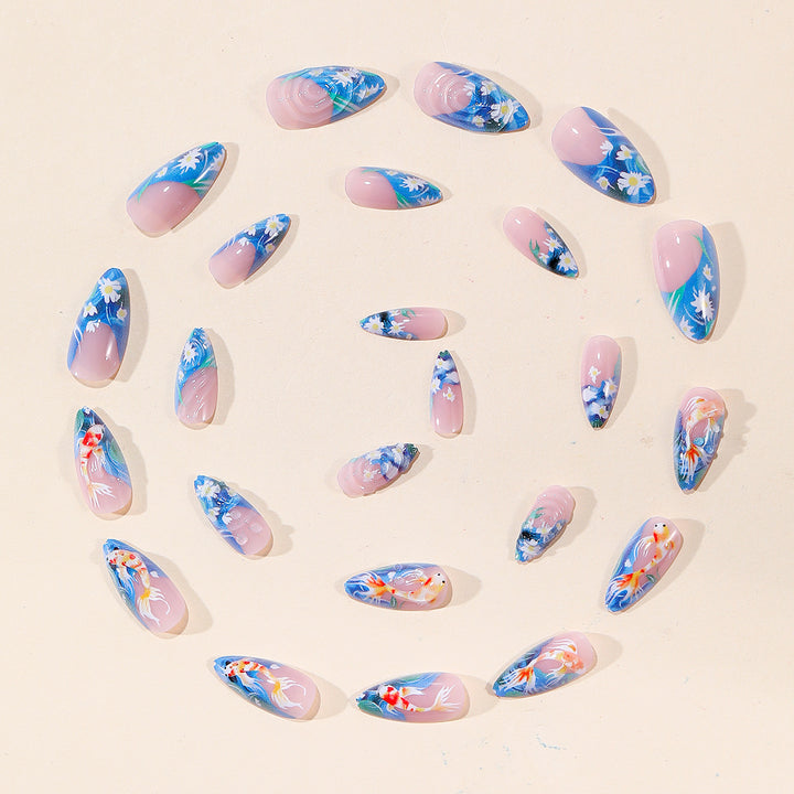 3D Koi Fish Art Stiletto Nail Extensions Kalsten