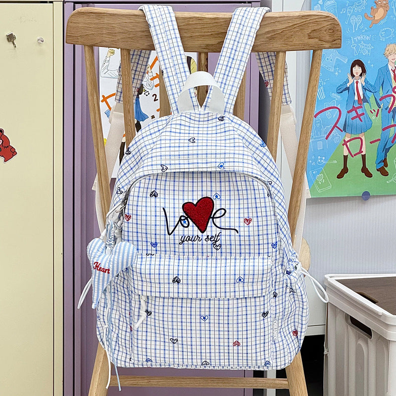 Embroidered Heart-Themed Casual Backpack Kalsten