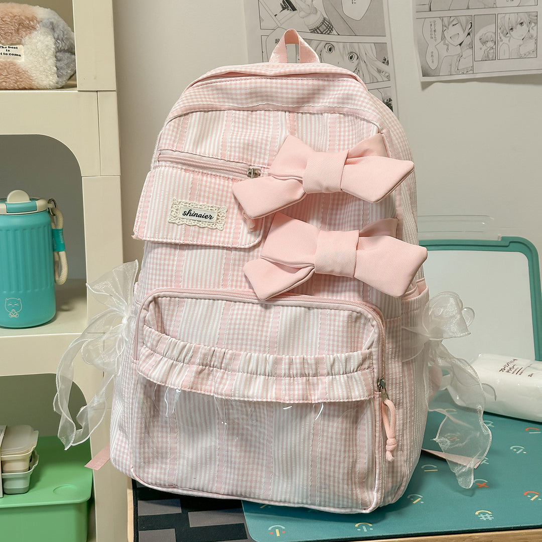 Decorative Bow-Embellished School Backpack Kalsten