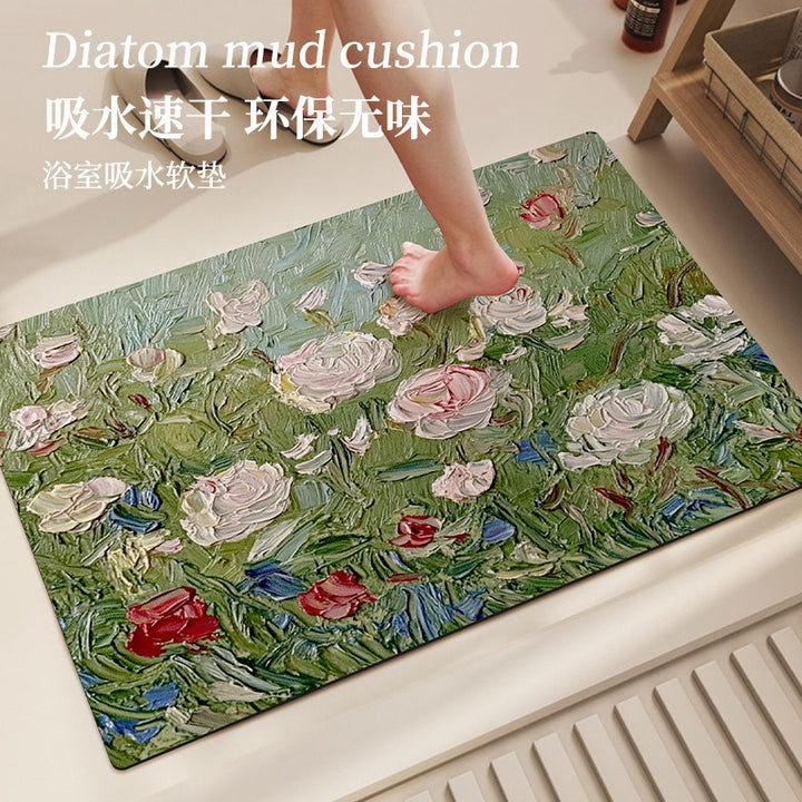 Nature-Inspired Floral Pattern Bath Mat