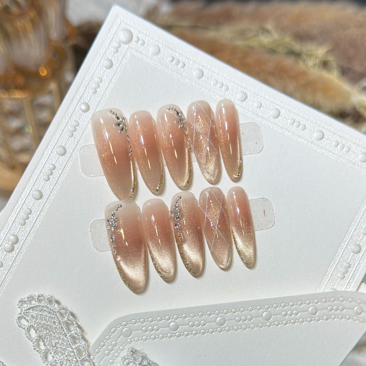 Glamorous Stiletto Press-On Nail Set with Rhinestone Accents Kalsten