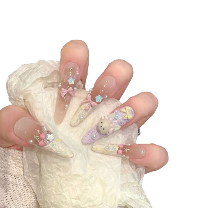 Themed Decorative Press-On Nails with 3D Accents Kalsten