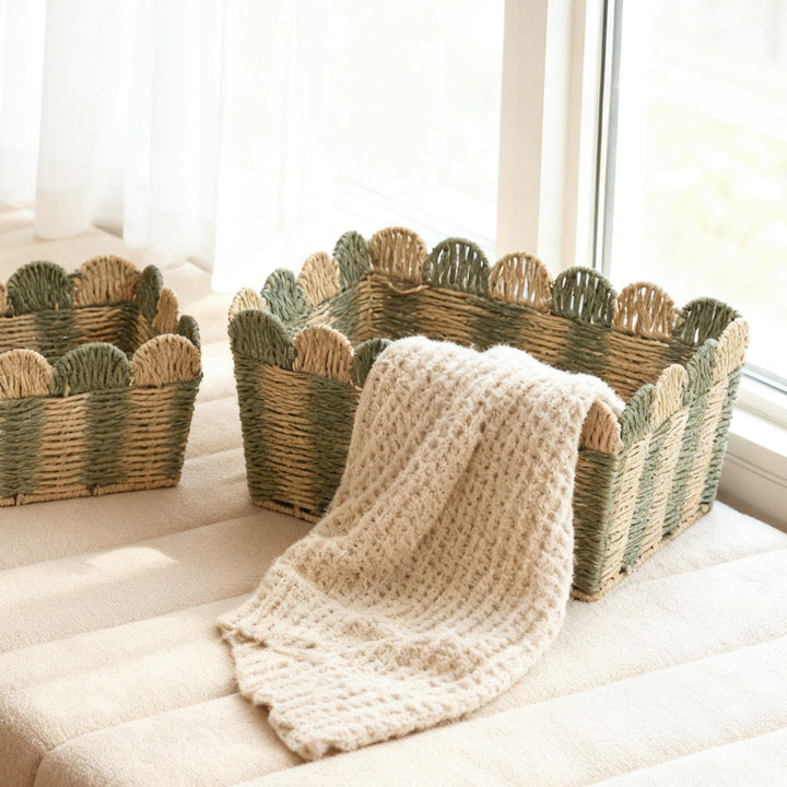 Decorative storage basket made of woven material Kalsten