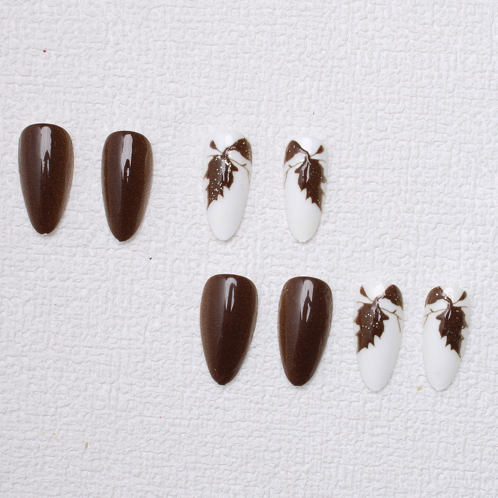 Artistic Leaf-Designed Press-On Nails Kalsten