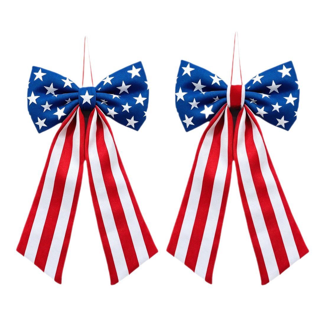 Unisex decorative bow with striped satin ribbon and hanging ribbon Kalsten
