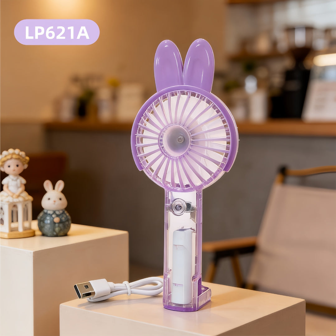 Women's Portable Handheld Fan with LED Lighting and Spray Function Kalsten