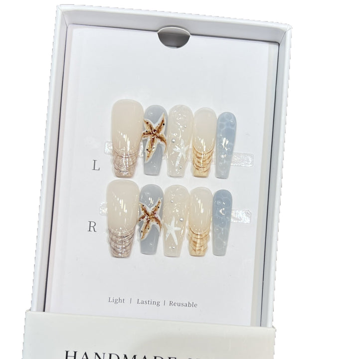 Handmade Coastal-Inspired Press-On Nail Set Kalsten