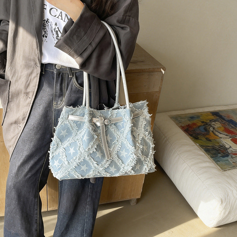 Star-Patterned Beach Shoulder Bag
