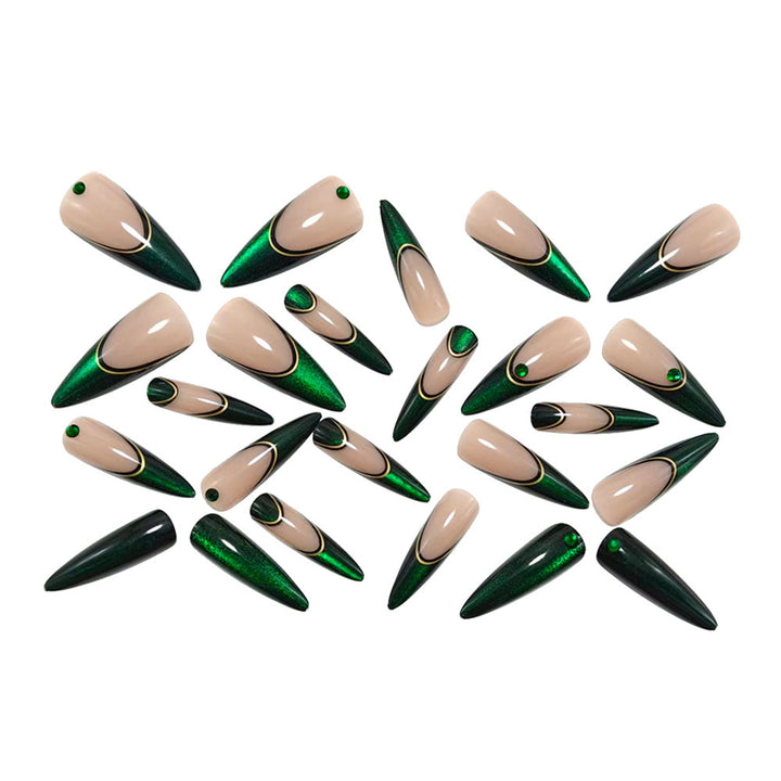 Artificial nails with elegant glitter gradient and modern accents Kalsten