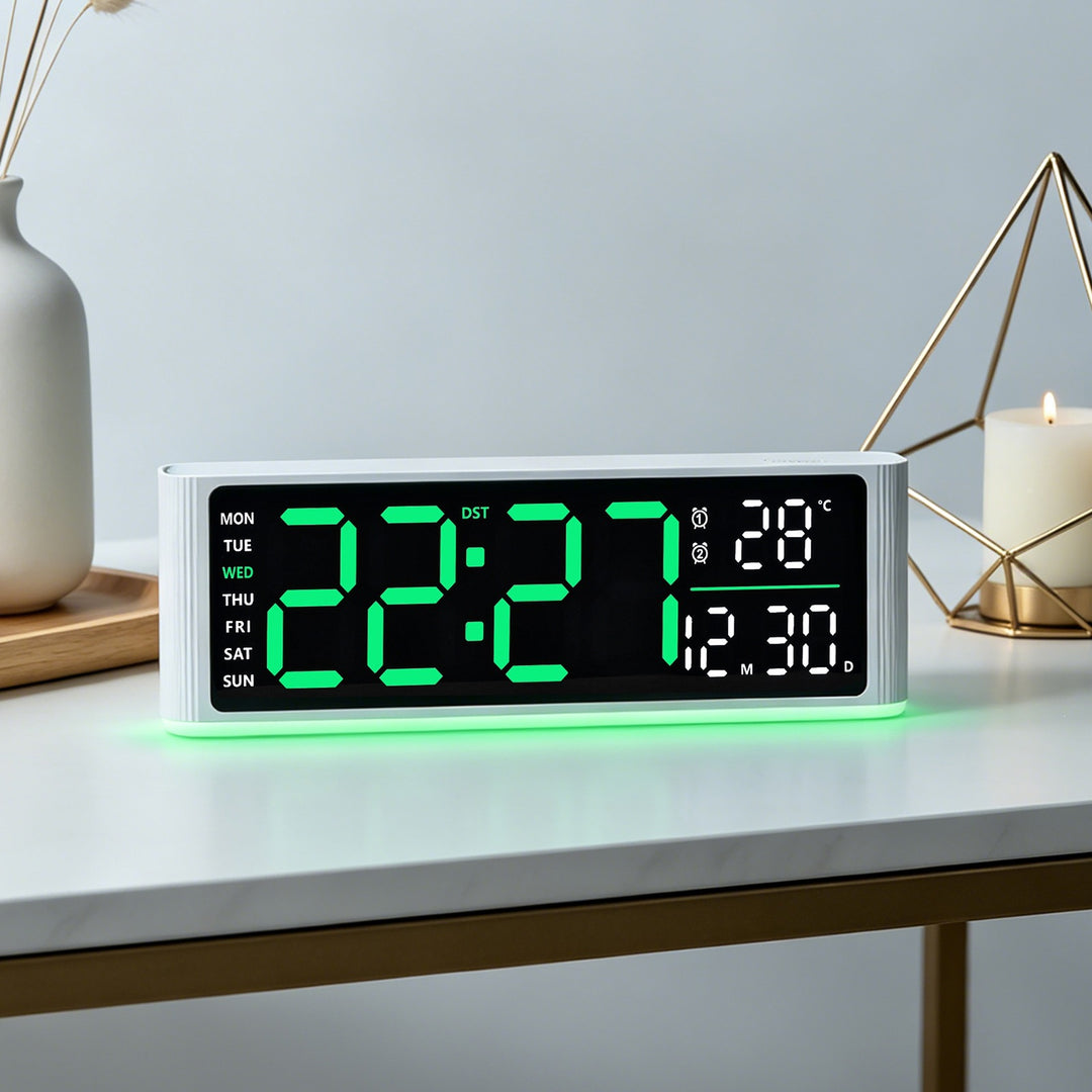 Digital LED alarm clock with temperature and day of week display Kalsten